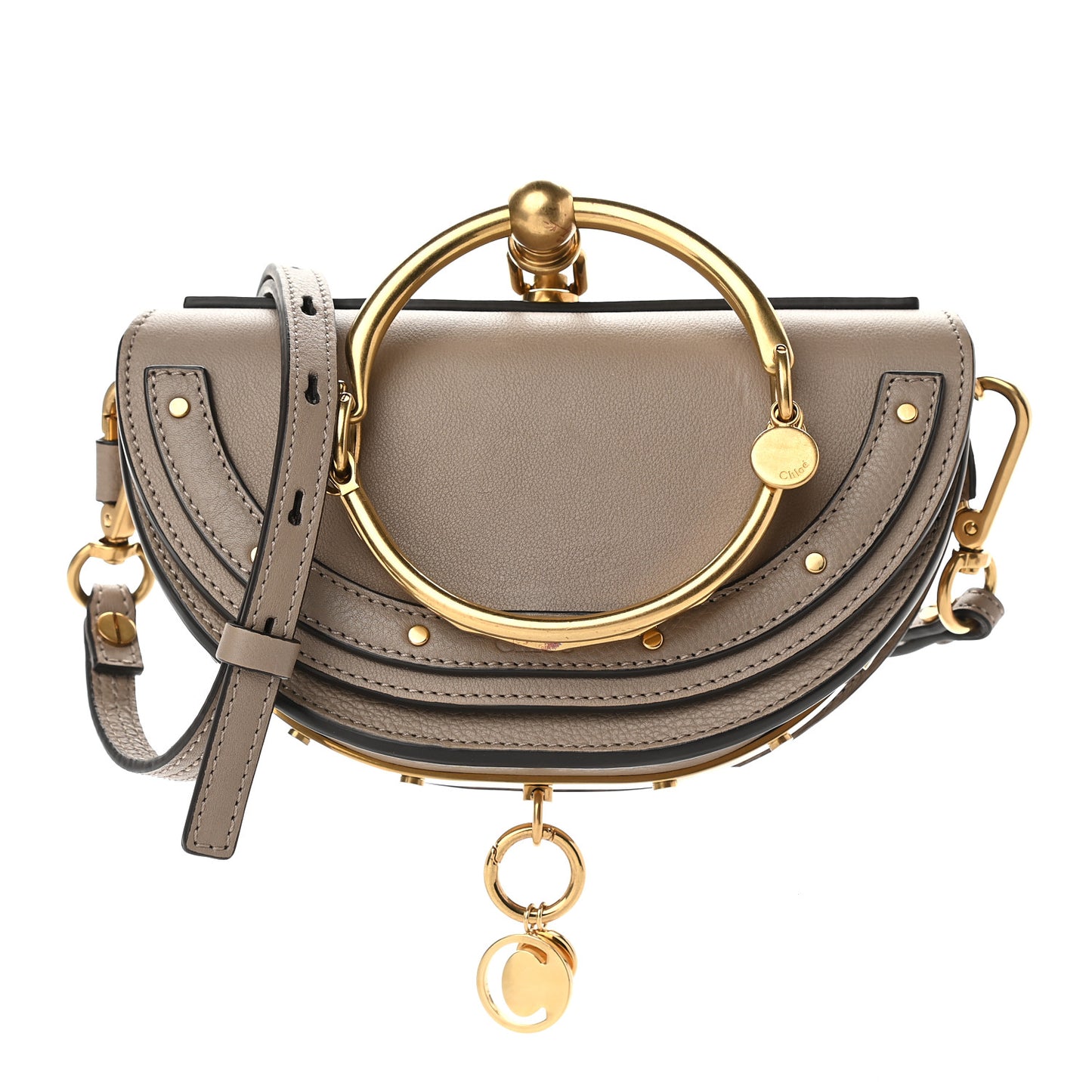 Calfskin Small Nile Bracelet Minaudiere Bag Motty Grey