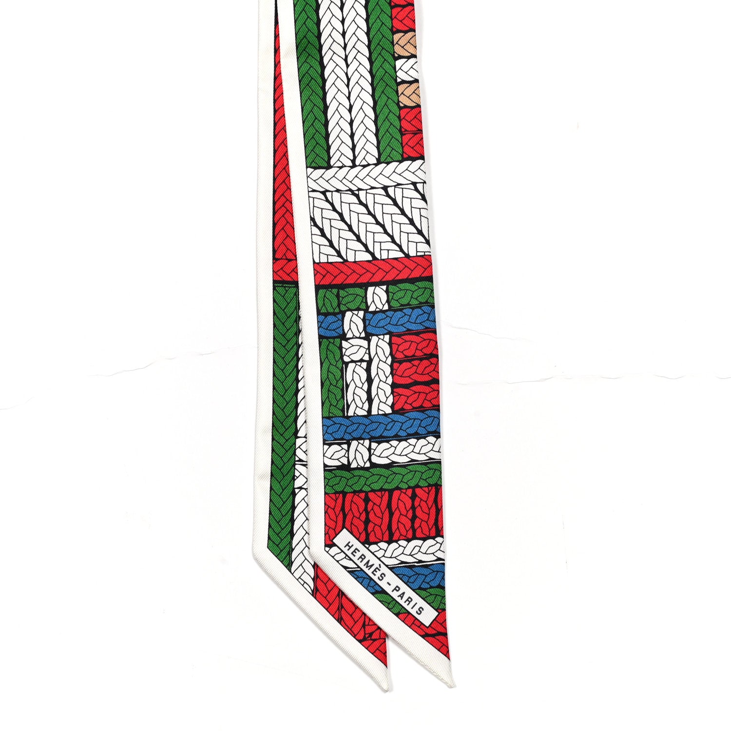 Hermes Silk Tresses H Twilly Rouge White Vert 2 of 4