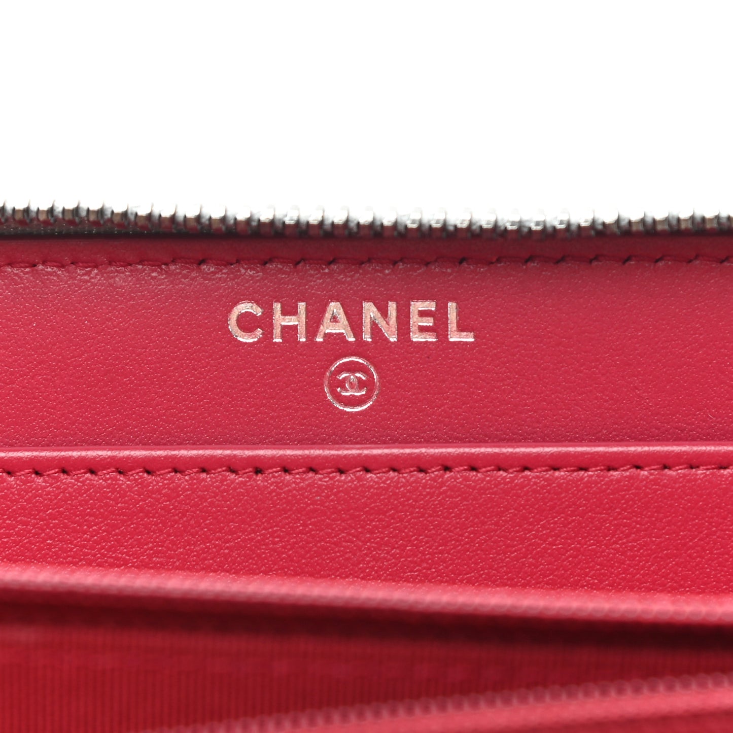 Metallic Aged Calfskin Quilted Large Gabrielle Zip Around Wallet Silver
