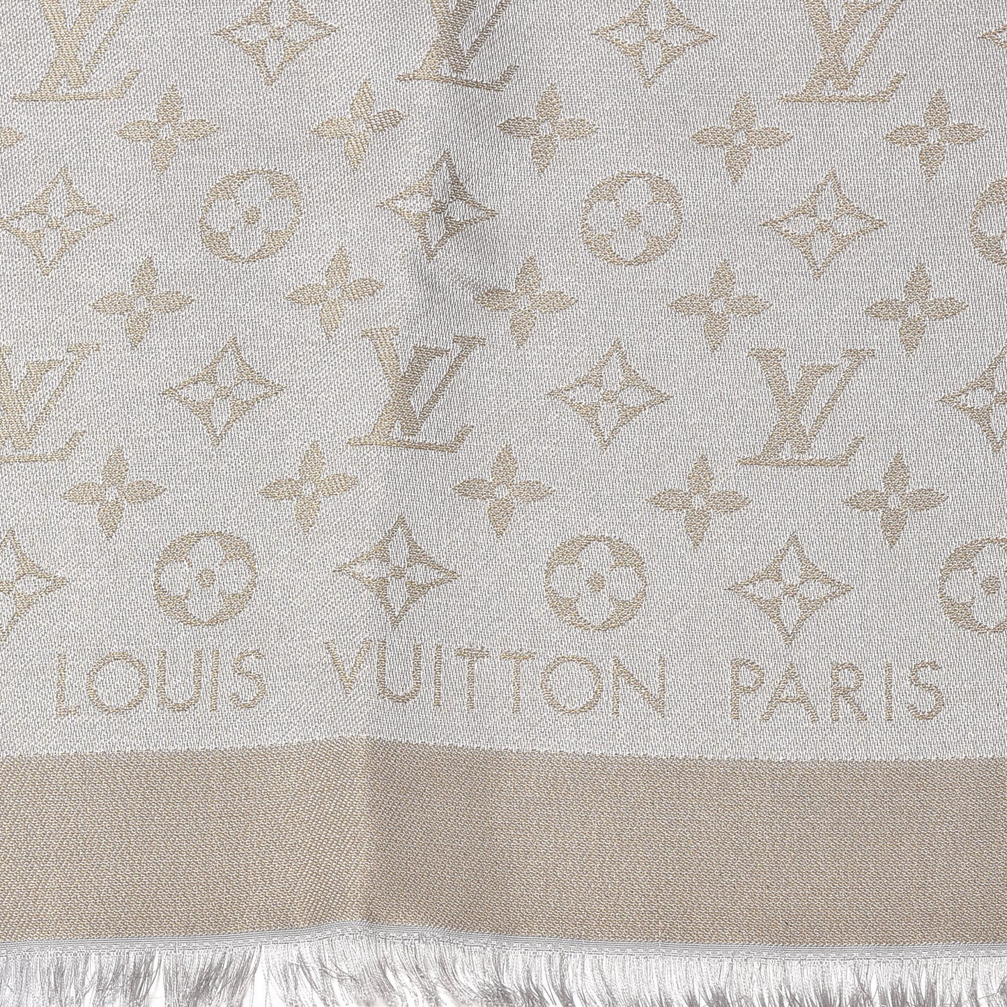 Silk Lurex Wool Monogram Shine Shawl Charcoal Greige