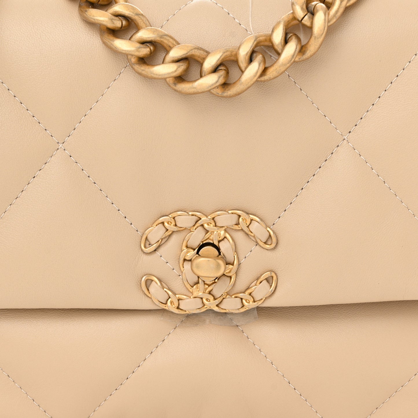 Lambskin Quilted Medium Chanel 19 Flap Beige