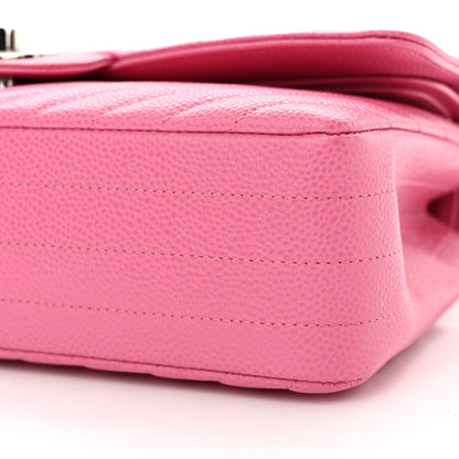 Chanel Caviar Chevron Quilted Medium Double Flap Pink 10 of 11