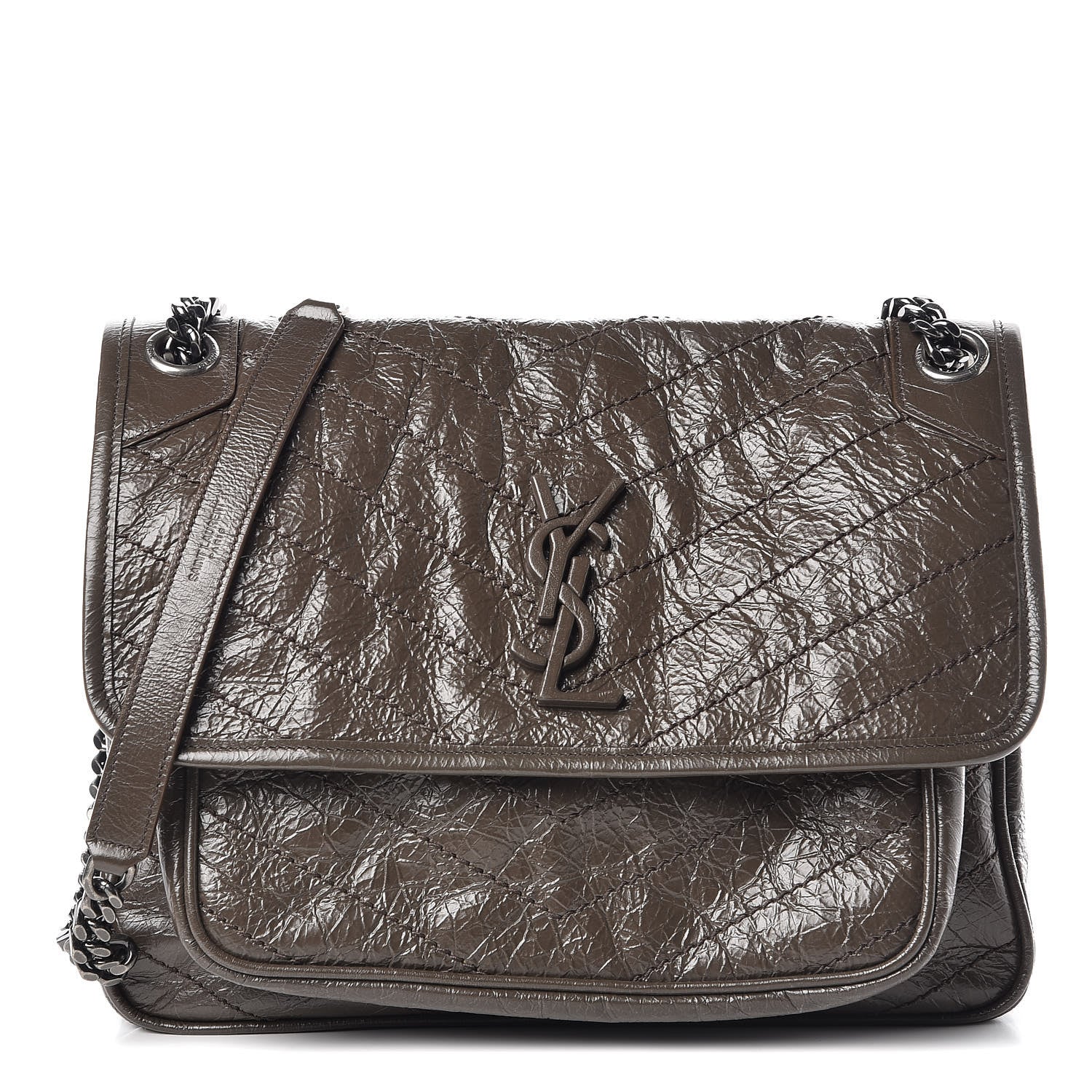 Saint Laurent Crinkled Calfskin Matelasse Monogram Medium Niki Chain Satchel Faggio 1 of 11