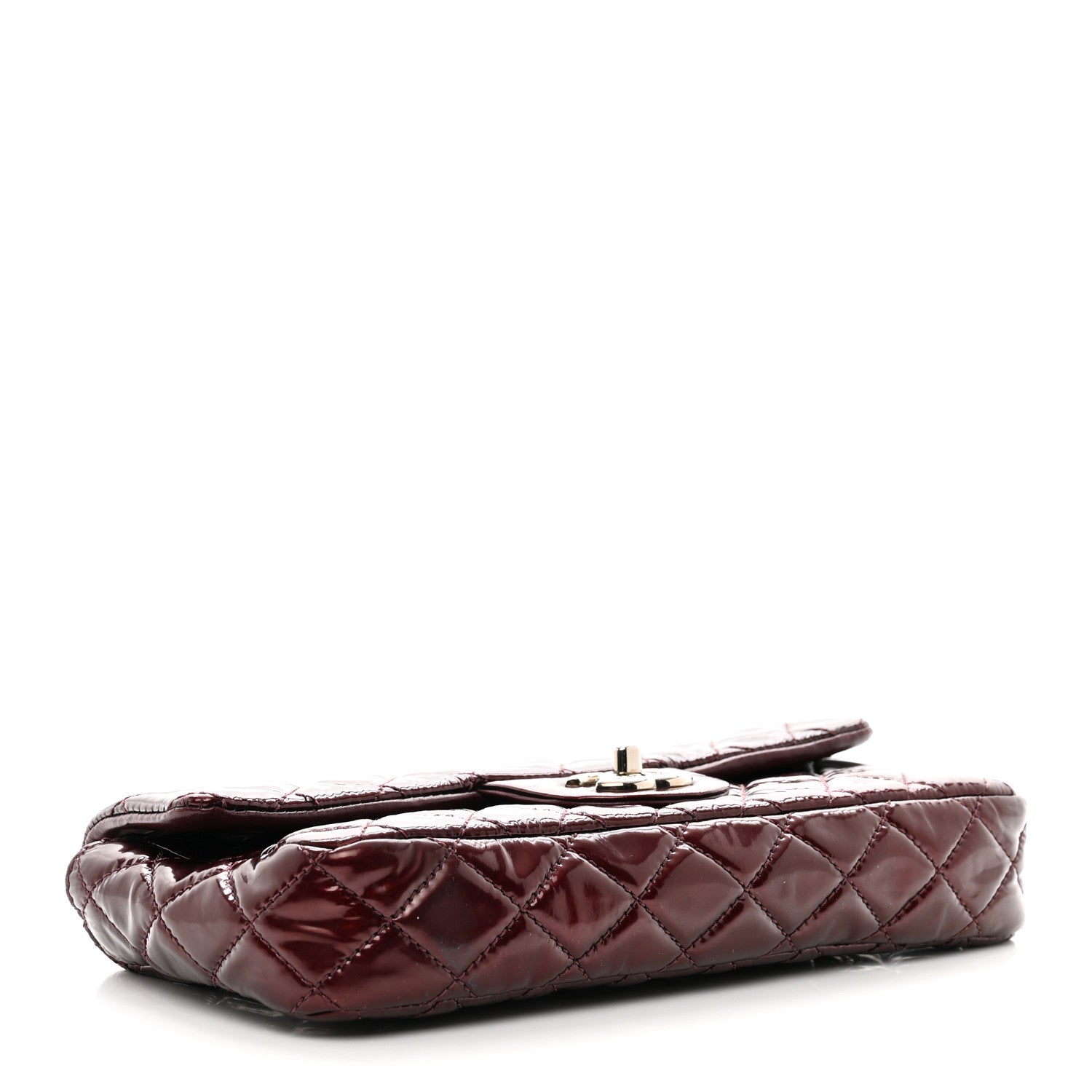 Chanel Crinkled Patent Quilted East West Flap Burgundy 1407459
