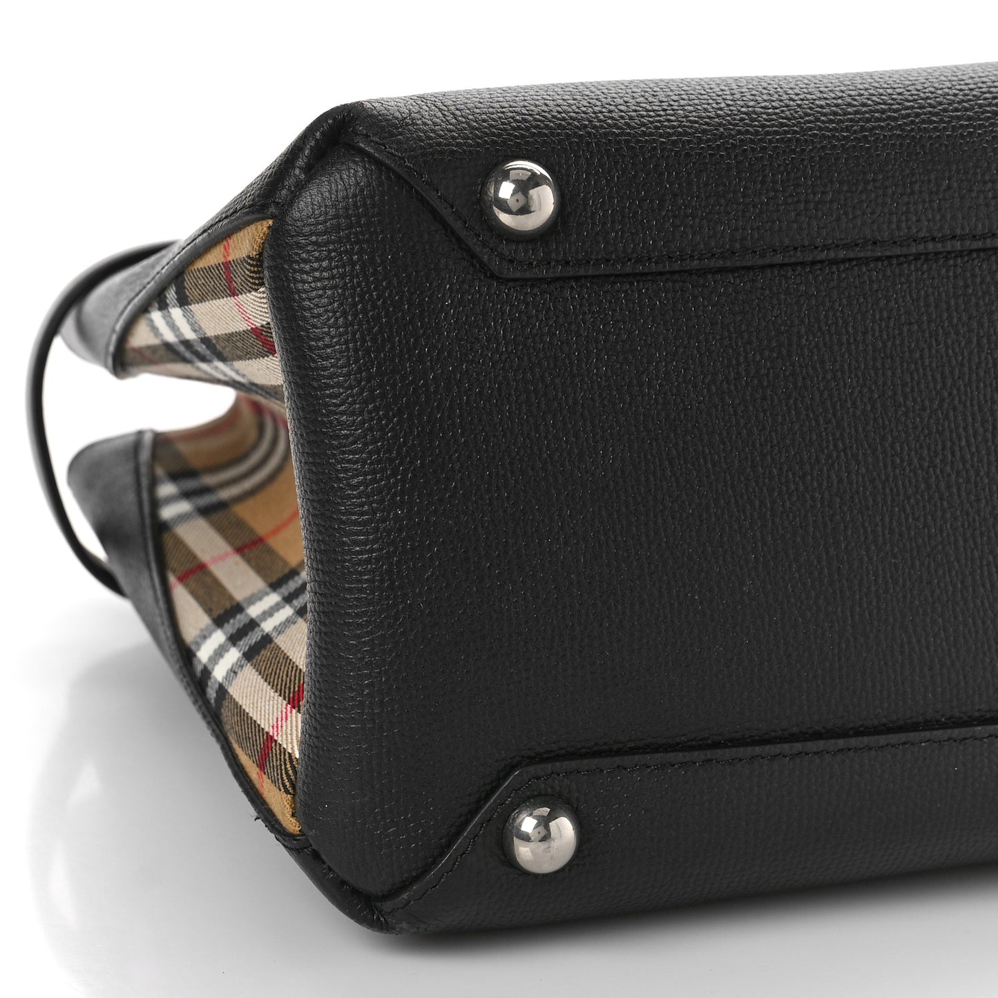Grainy Calfskin Vintage Check Medium Banner Tote Black