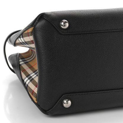 Burberry Grainy Calfskin Vintage Check Medium Banner Tote Black 7 of 7