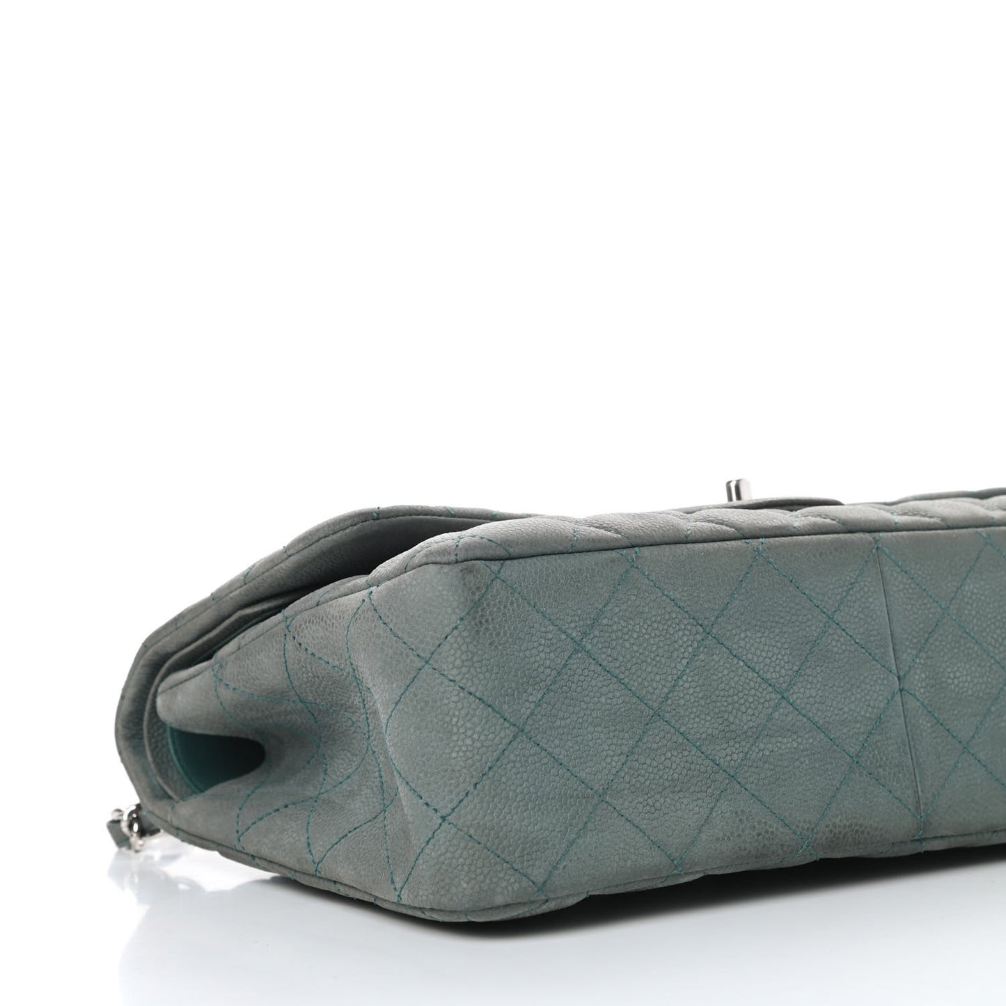 Iridescent Caviar Quilted Jumbo Double Flap Turquoise