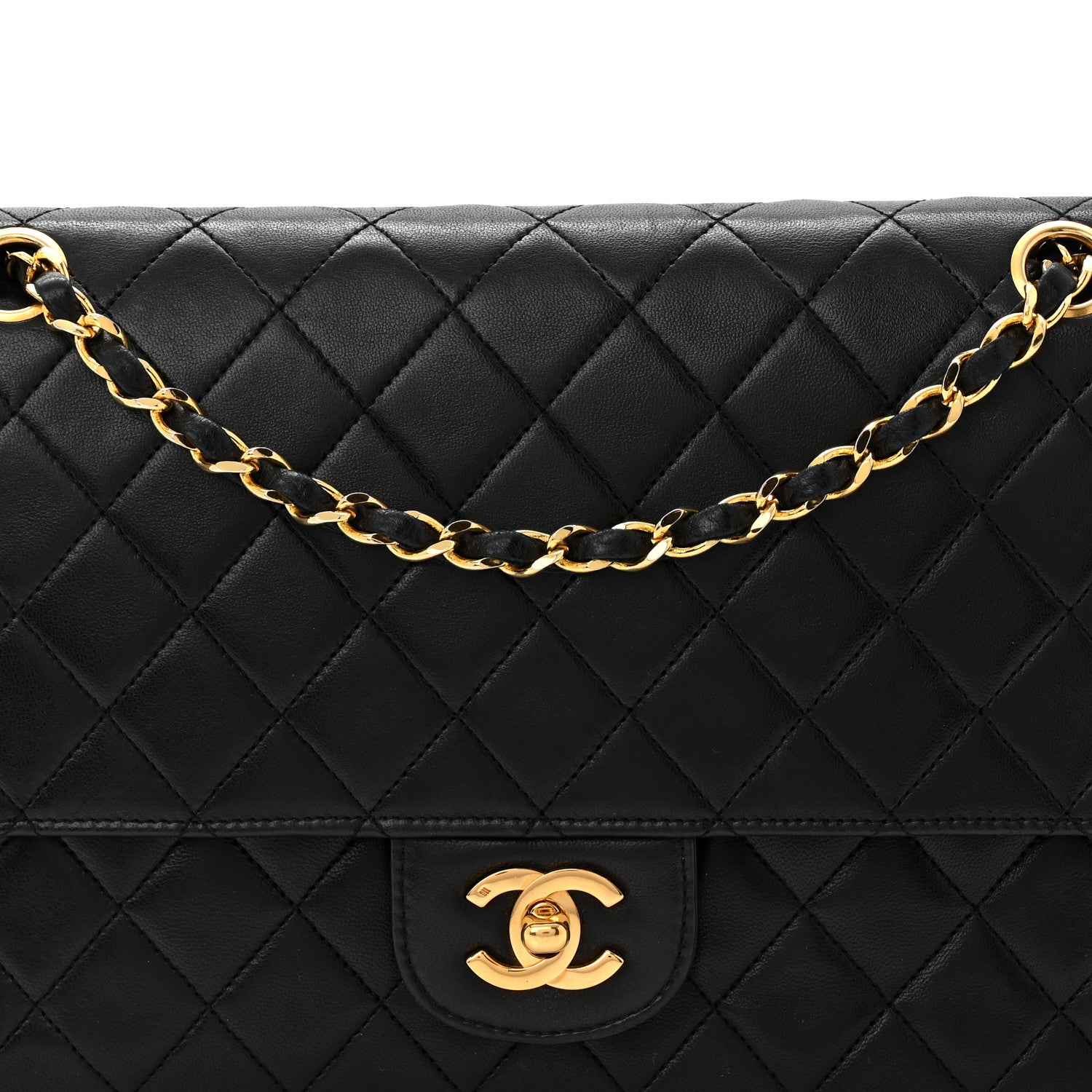 Chanel Lambskin Quilted Medium Double Flap Black 8 of 10