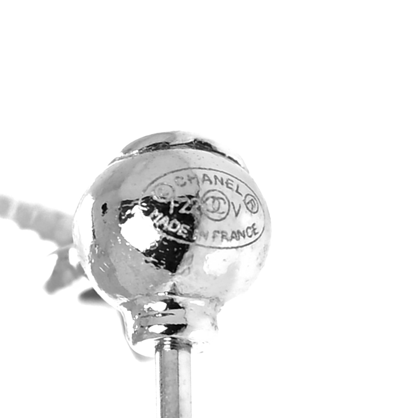 Baguette Crystal CC Drop Earrings Silver