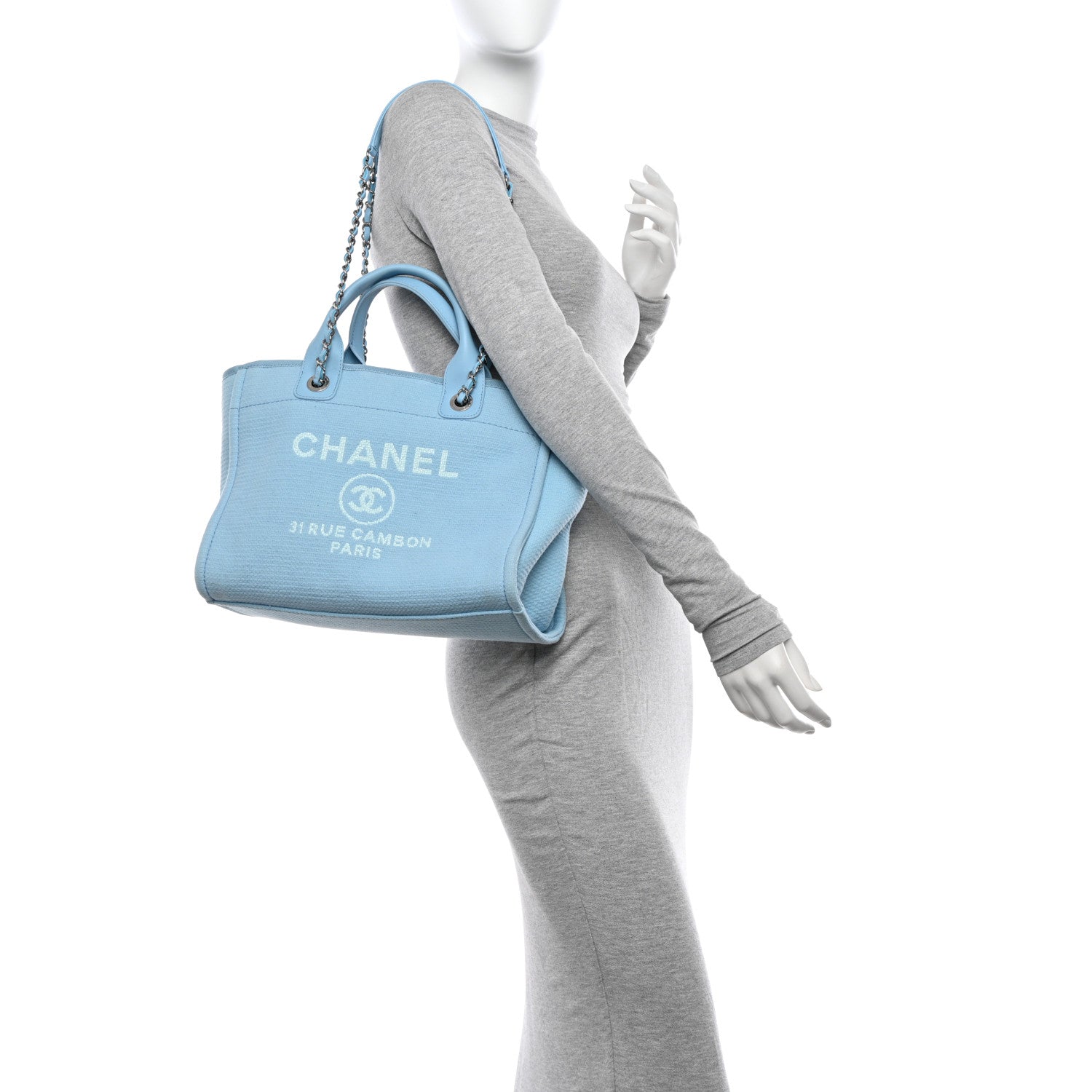 Chanel Mixed Fibers Small Deauville Tote Light Blue 2 of 15