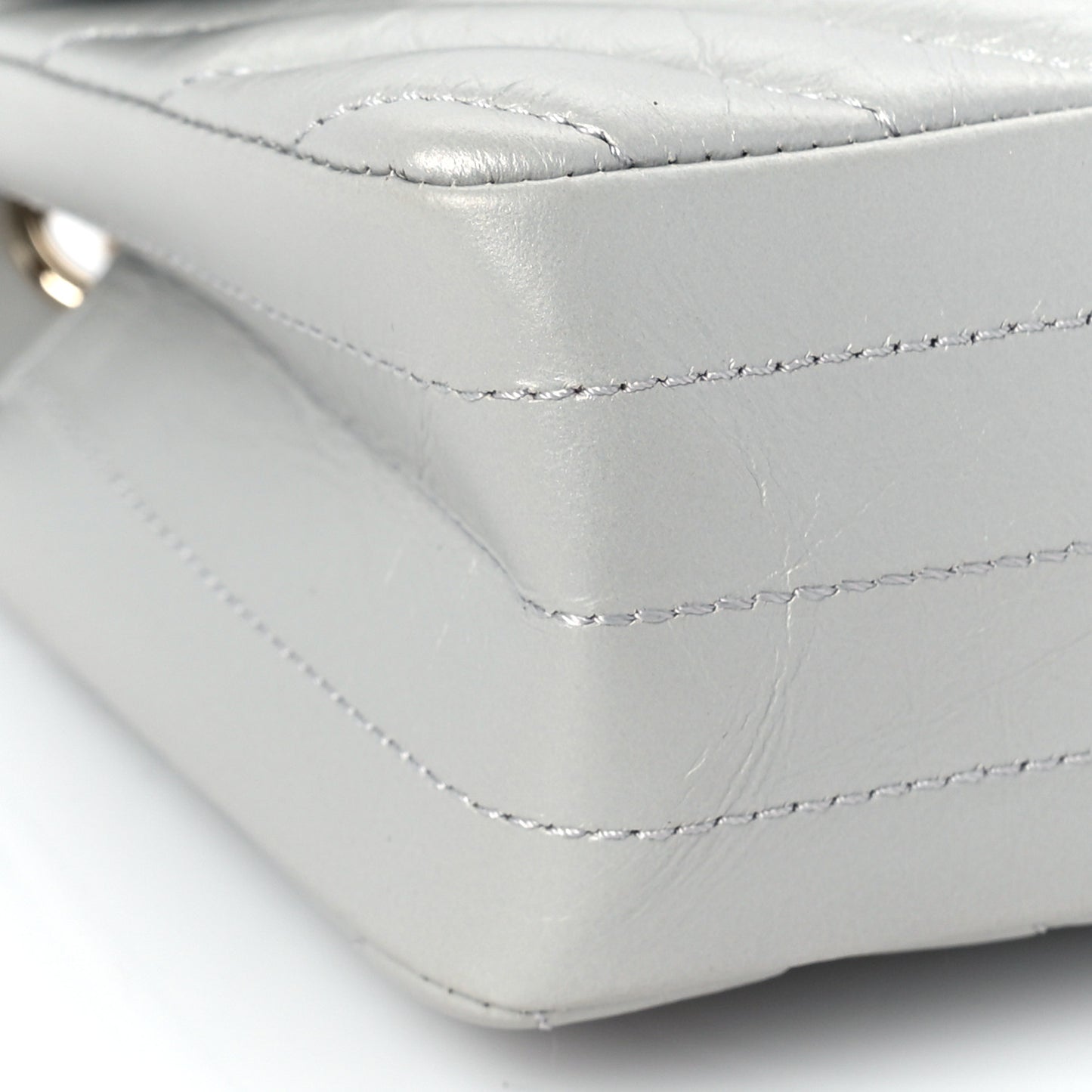 Metallic Aged Calfskin Chevron Quilted 2.55 Reissue Mini Flap Silver