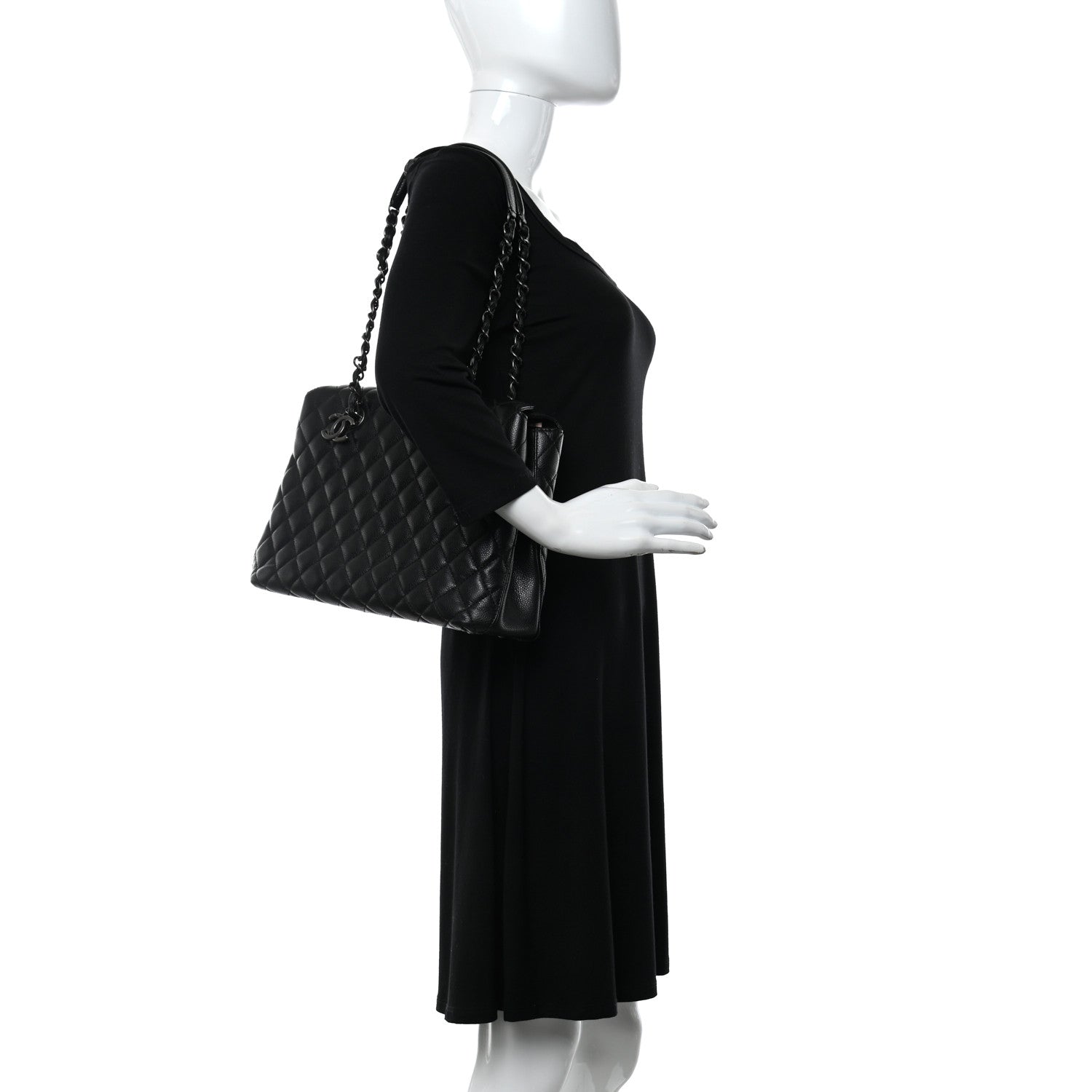 Chanel Caviar Quilted Small City Shopping Tote Black 2 of 9