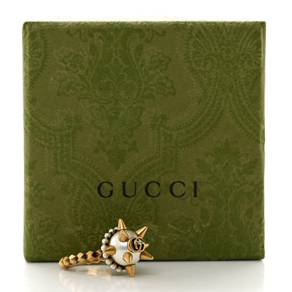 Gucci Metal Pearl Spike Studded Ring XS Aged Gold 6 of 6