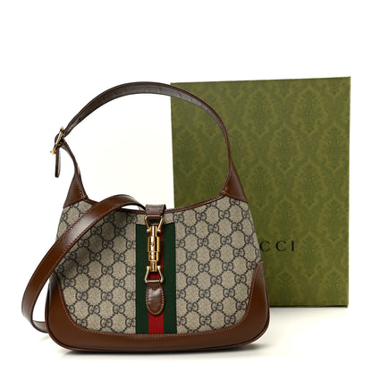 Gucci GG Supreme Monogram Azalea Calfskin Web Small Jackie 1961 Hobo Beige Ebony Brown Sugar Beige Ebony Brown Sugar 12 of 12