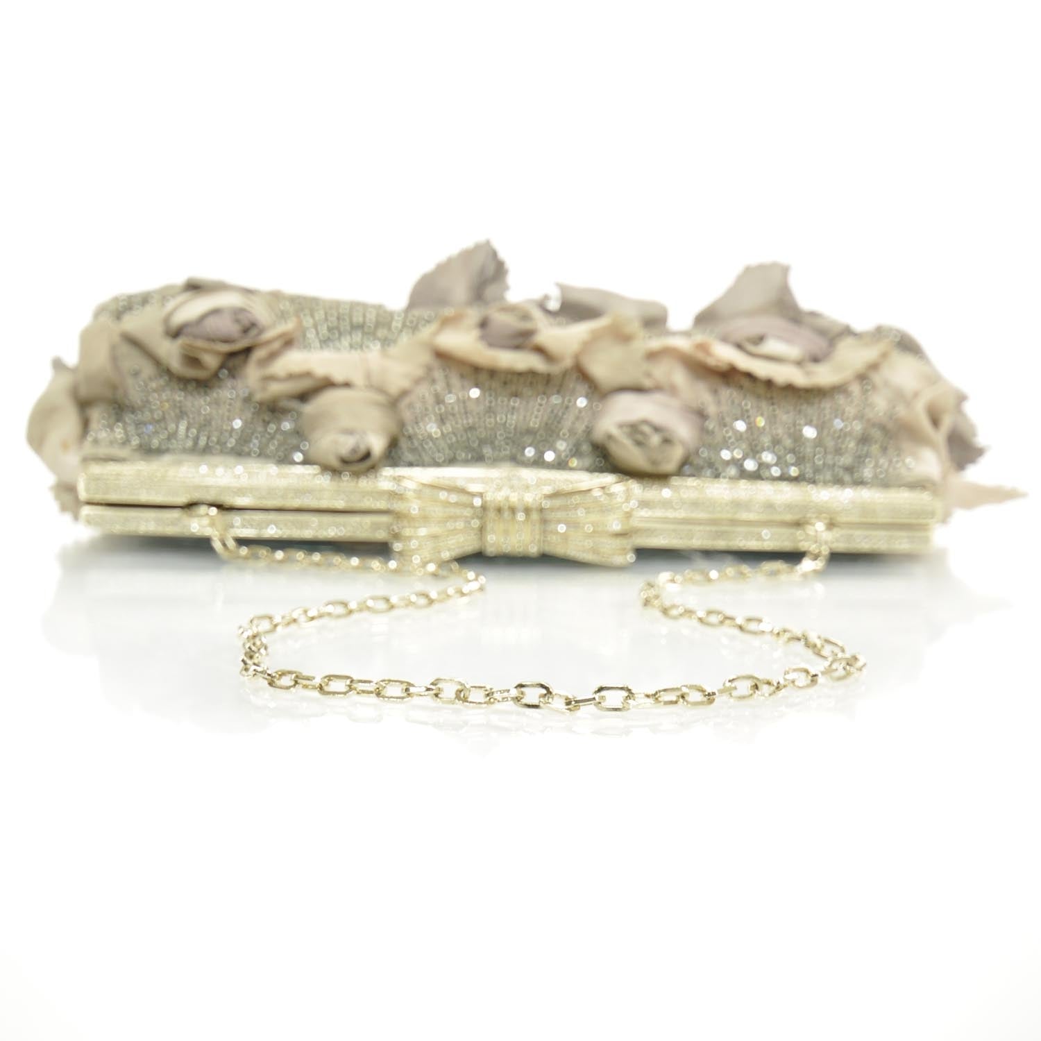 Valentino Garavani Swarovski Crystal Bow Frame Satin Beaded Evening Bag 5 of 7