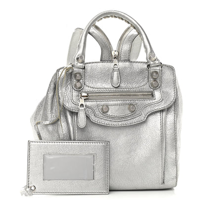 Balenciaga Metallic Agneau Giant 12 Silver Hardware Traveler Convertible Backpack Gris Aluminum 1 of 12