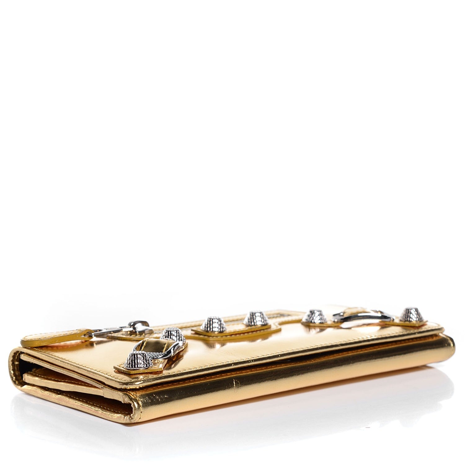 Balenciaga Laminated Calfskin Giant 12 Silver Hardware Money Wallet Gold 5 of 8