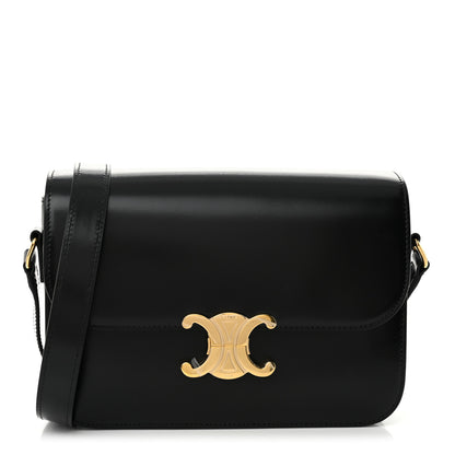 Celine Shiny Calfskin Medium Triomphe Black 1 of 11