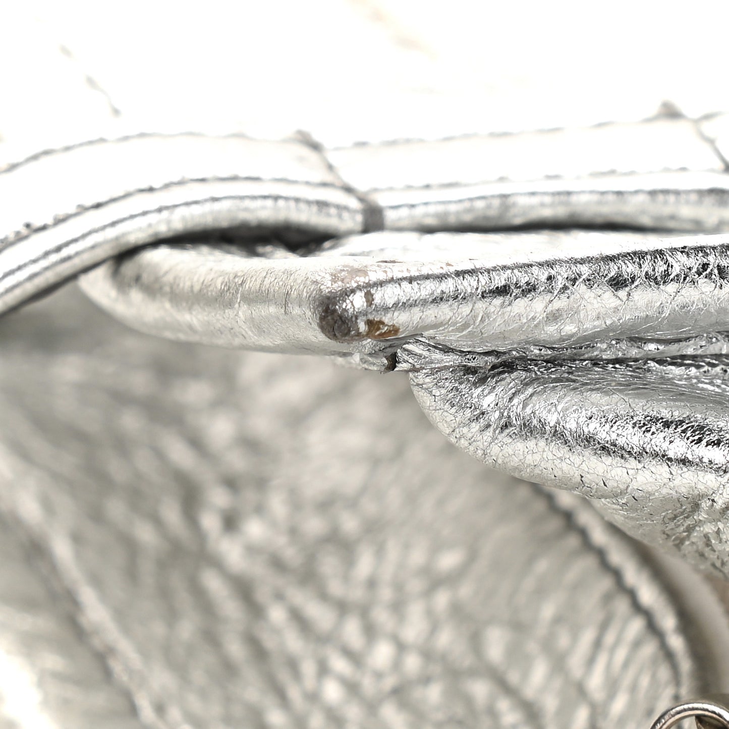 Metallic Calfskin XXS Bazar Shopper Tote Silver Hardware