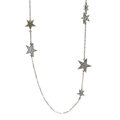 Chanel Crystal Star CC Long Necklace Silver 1 of 9