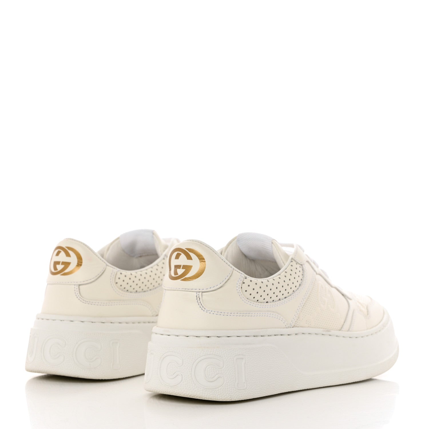 Gucci Calfskin GG Tennis Embossed Perforated Womens Platform 55mm Sneakers 38.5 Great White 4 of 13
