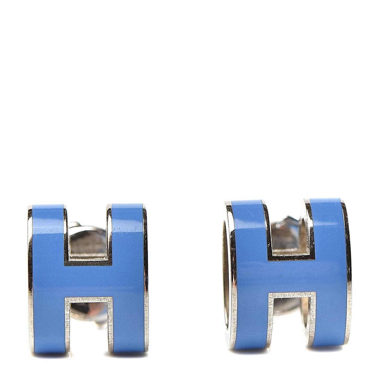 Palladium Lacquered Pop H Earrings Bleu Transat