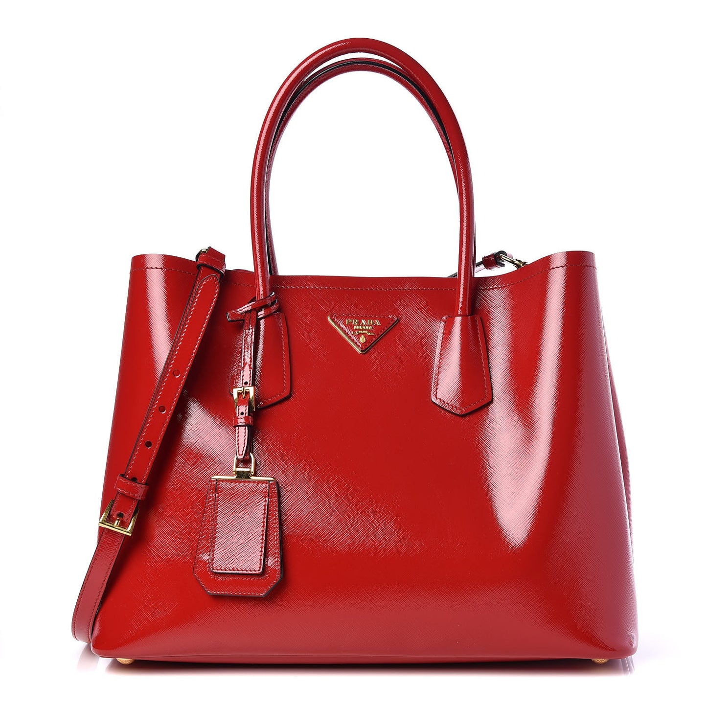 Saffiano Vernice Medium Double Bag Rosso
