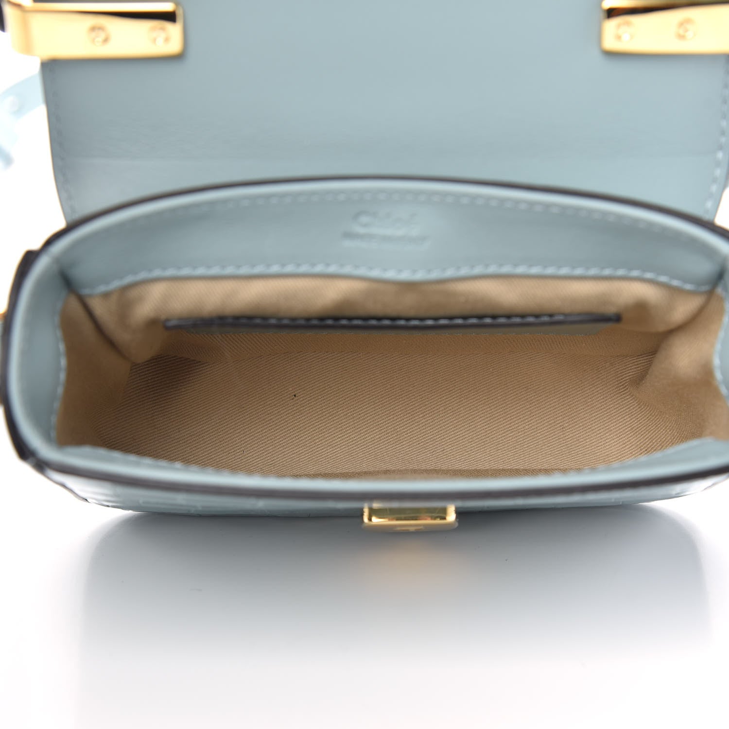 Chloe Calfskin Crocodile Embossed Mini C Double Carry Faded Blue 5 of 9