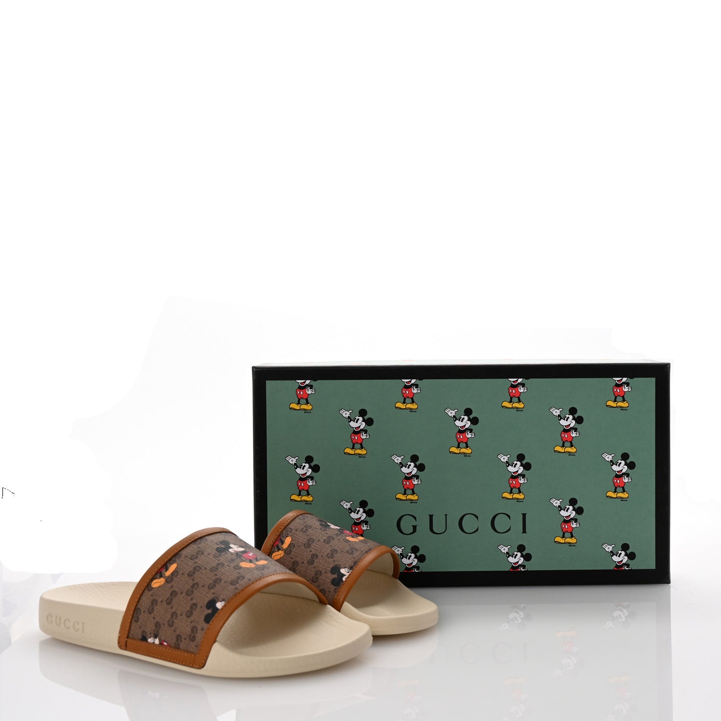 X DISNEY Mini Vintage GG Supreme Monogram Mickey Mouse Womens Slide Sandals 35 Beige Vintage Sun Oil