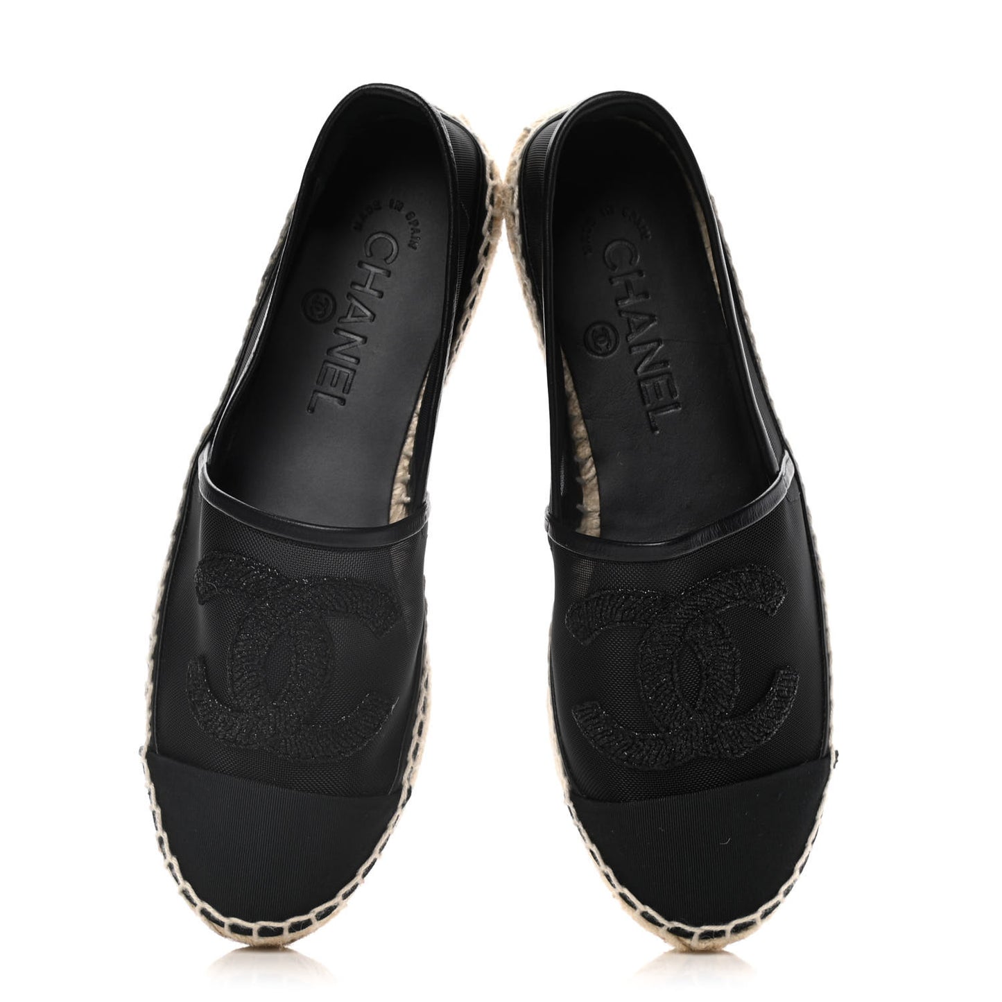 Mesh Grosgrain CC Espadrilles 36 Black