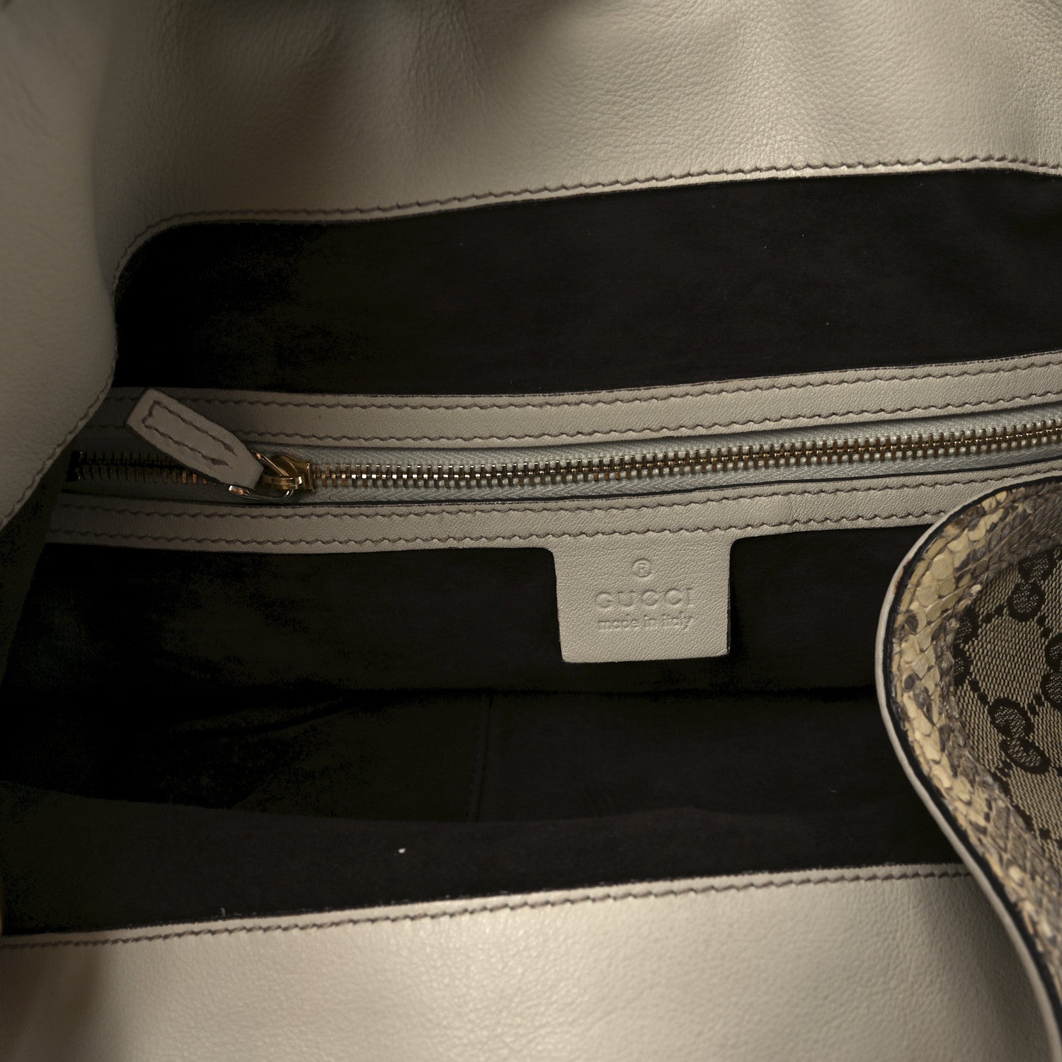 Gucci Monogram Large Indy Top Handle Hobo Off White 6 of 11