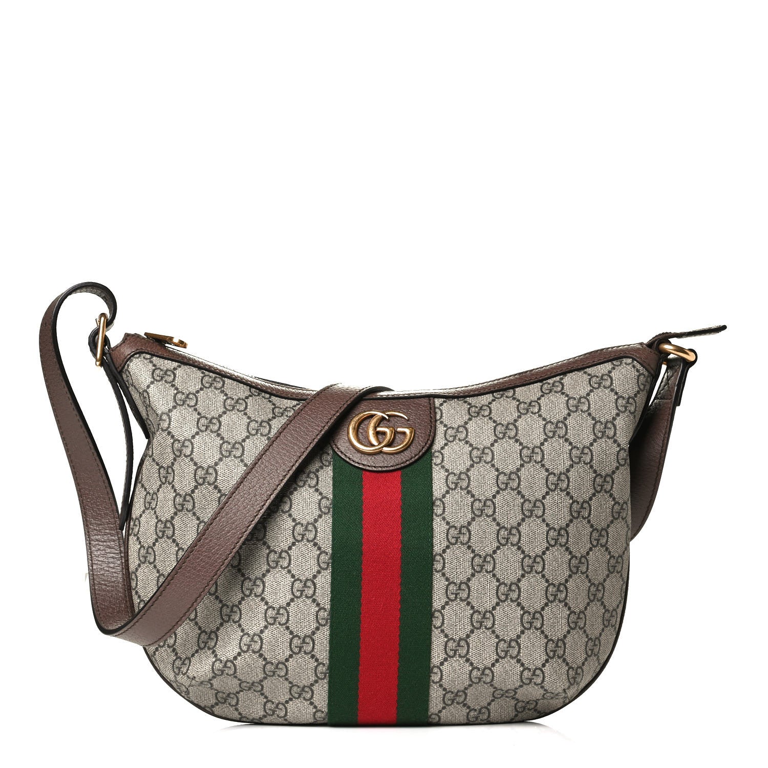 Gucci GG Supreme Monogram Web Small Ophidia Half Moon Hobo Brown 1 of 10