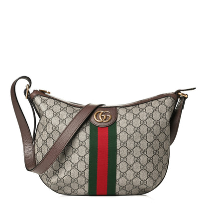 Gucci GG Supreme Monogram Web Small Ophidia Half Moon Hobo Brown 1 of 10