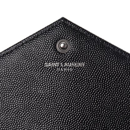 Saint Laurent Grain De Poudre Matelasse Chevron Monogram Chain Wallet Black 6 of 10