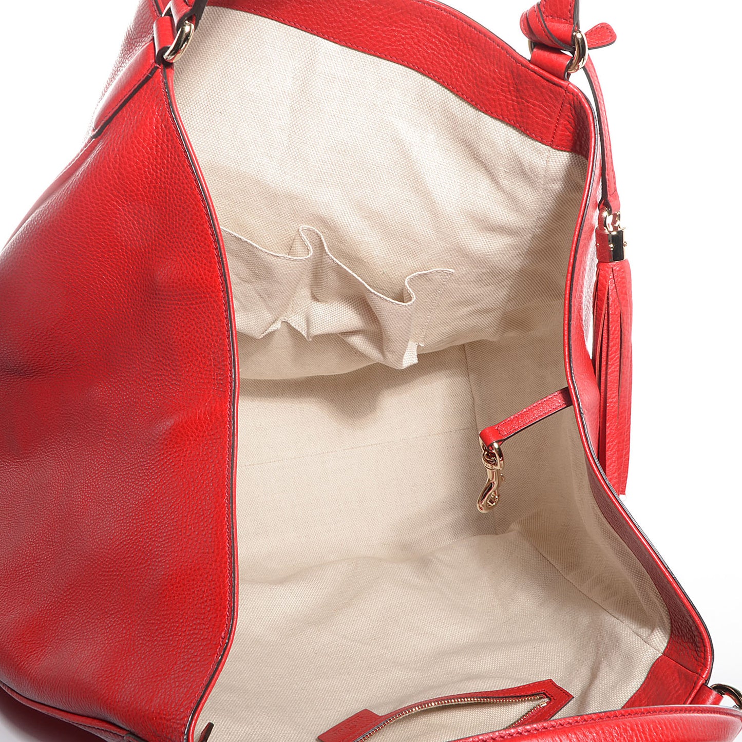 Pebbled Calfskin Large Soho Shoulder Bag Red