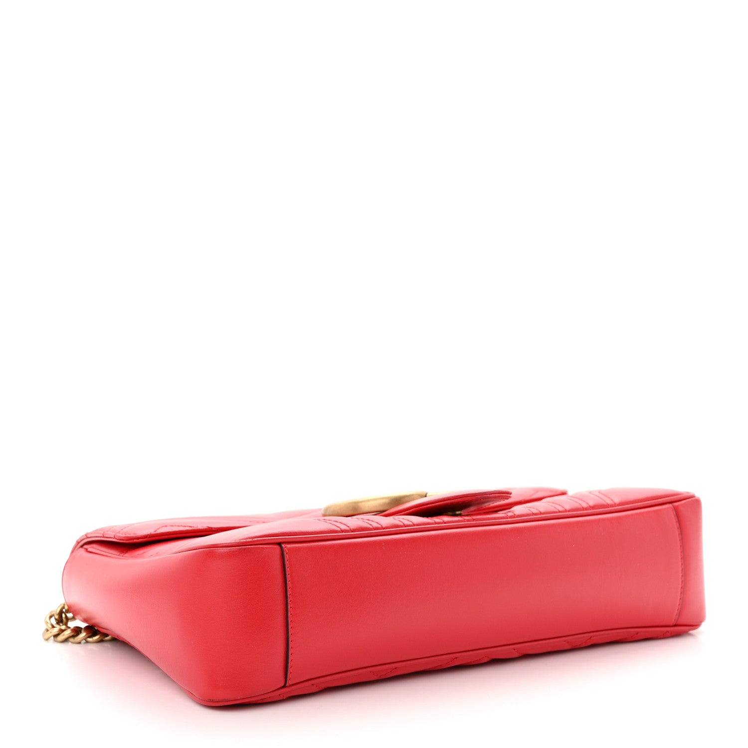 Gucci Calfskin Matelasse Medium GG Marmont Shoulder Bag Hibiscus Red 4 of 13