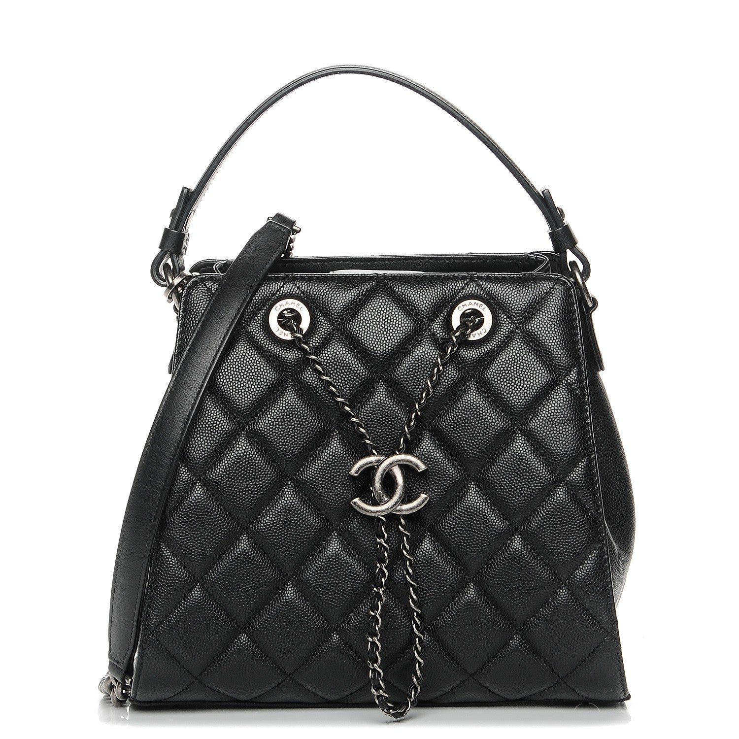 Chanel Caviar Quilted Small CC Bucket Bag Black 1 of 9