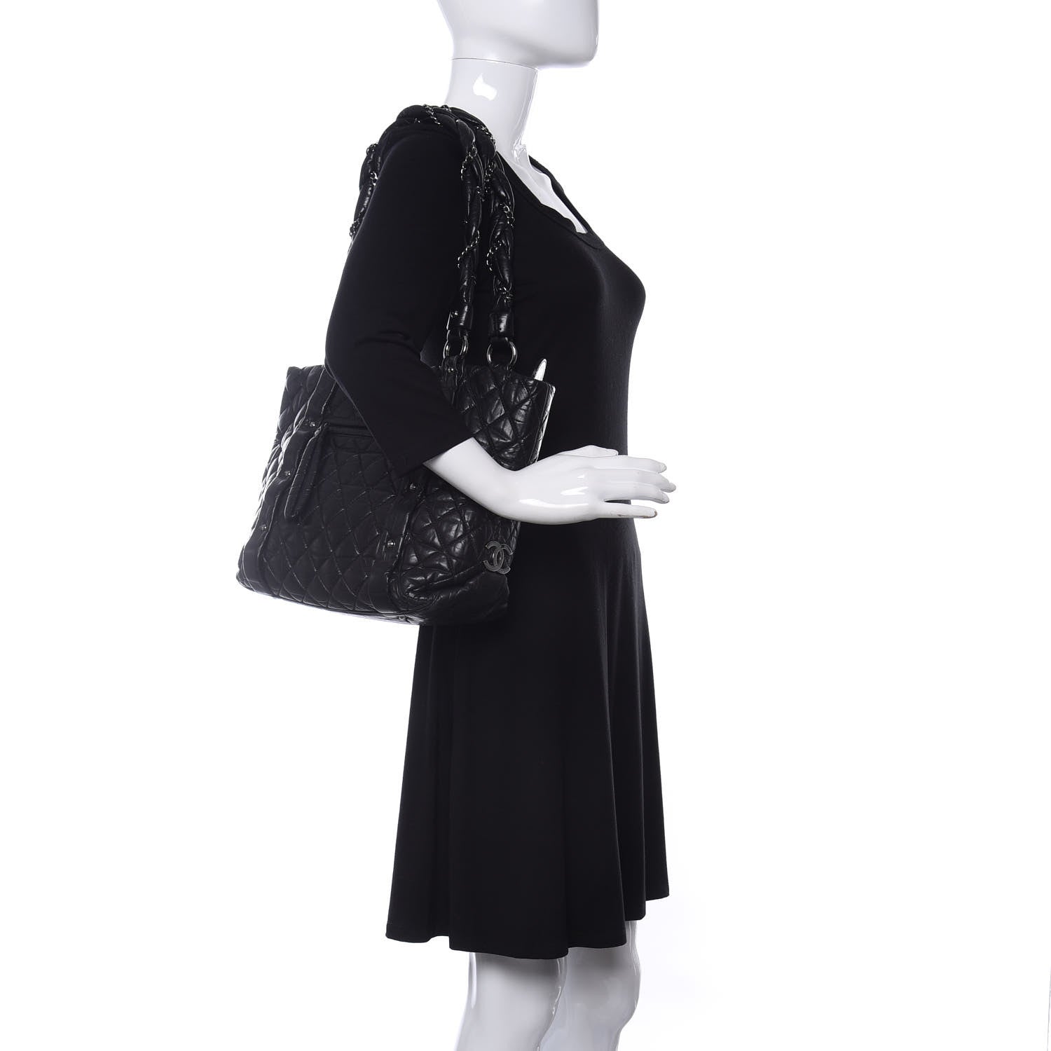 Chanel Distressed Lambskin Vintage Ligne Lady Braid Tote Black 2 of 10