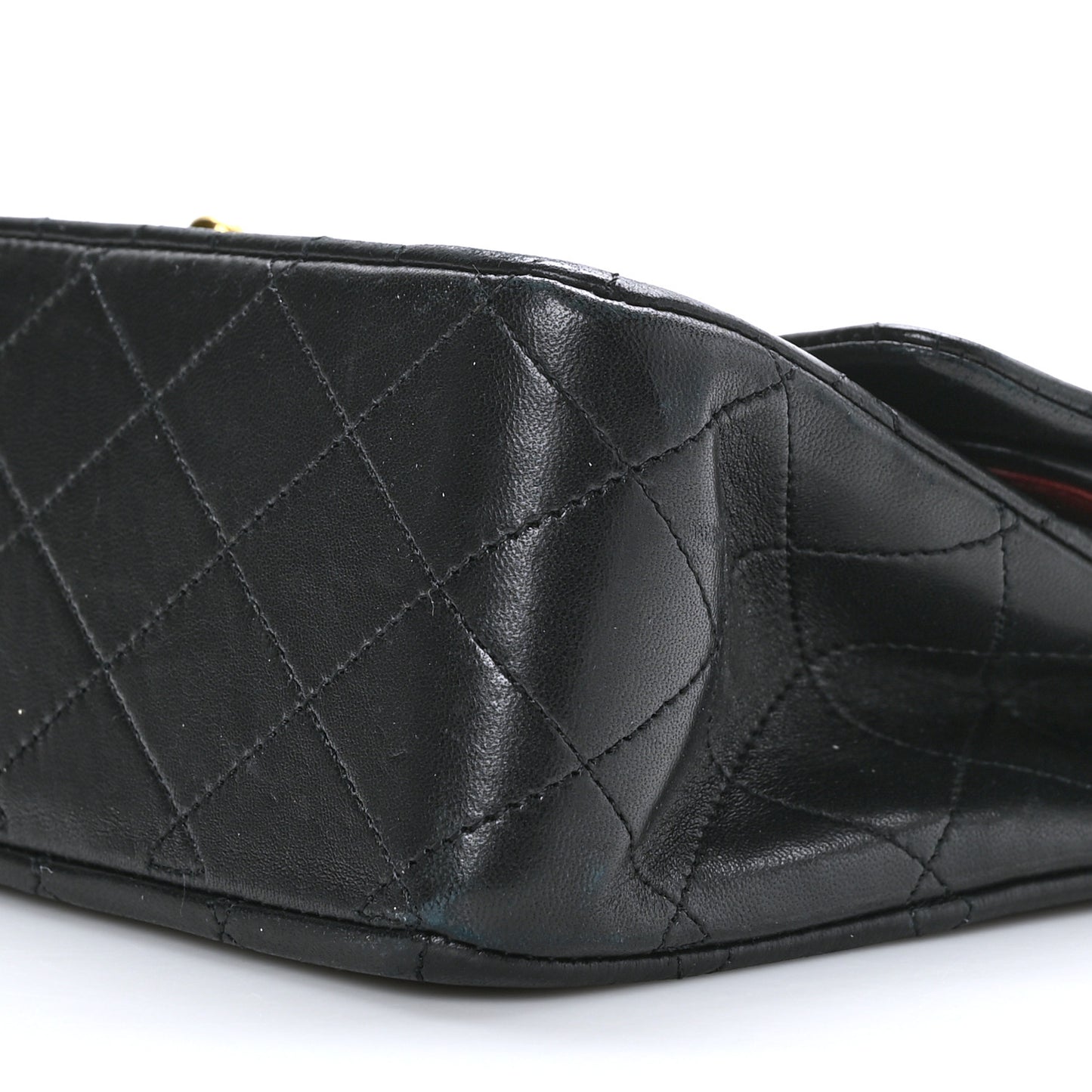 Lambskin Quilted Medium Double Flap Black