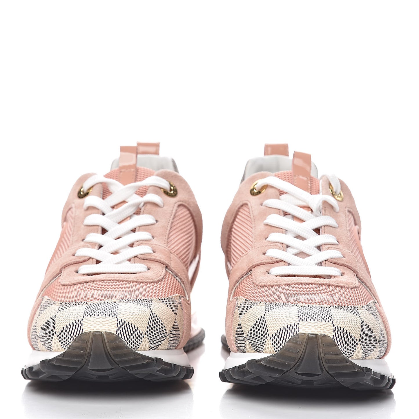 Suede Damier Azur Run Away Sneakers 37 Pink
