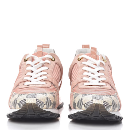 Louis Vuitton Suede Damier Azur Run Away Sneakers 37 Pink 2 of 9