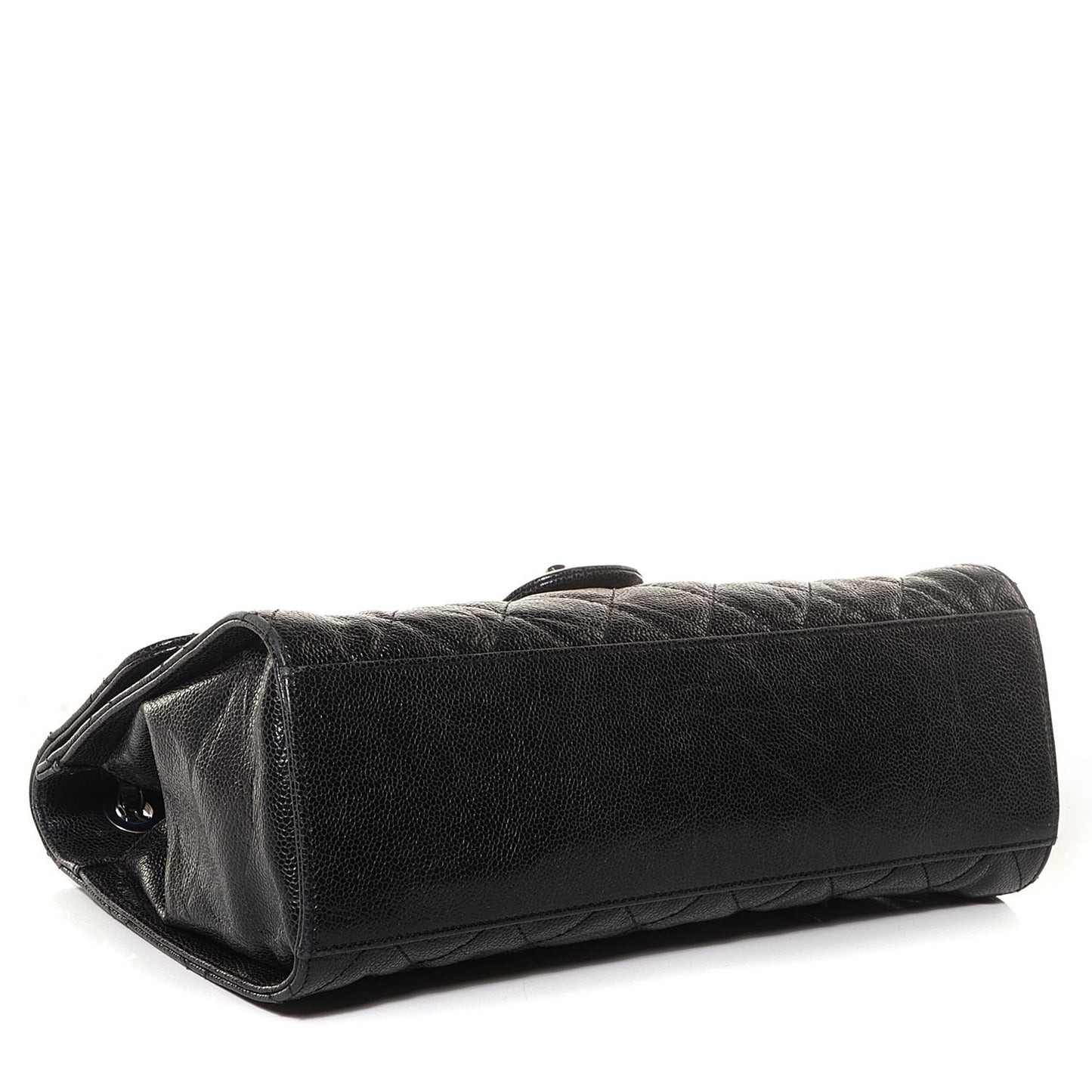 Crumpled Grained Calfskin CC Crave Jumbo Flap Black