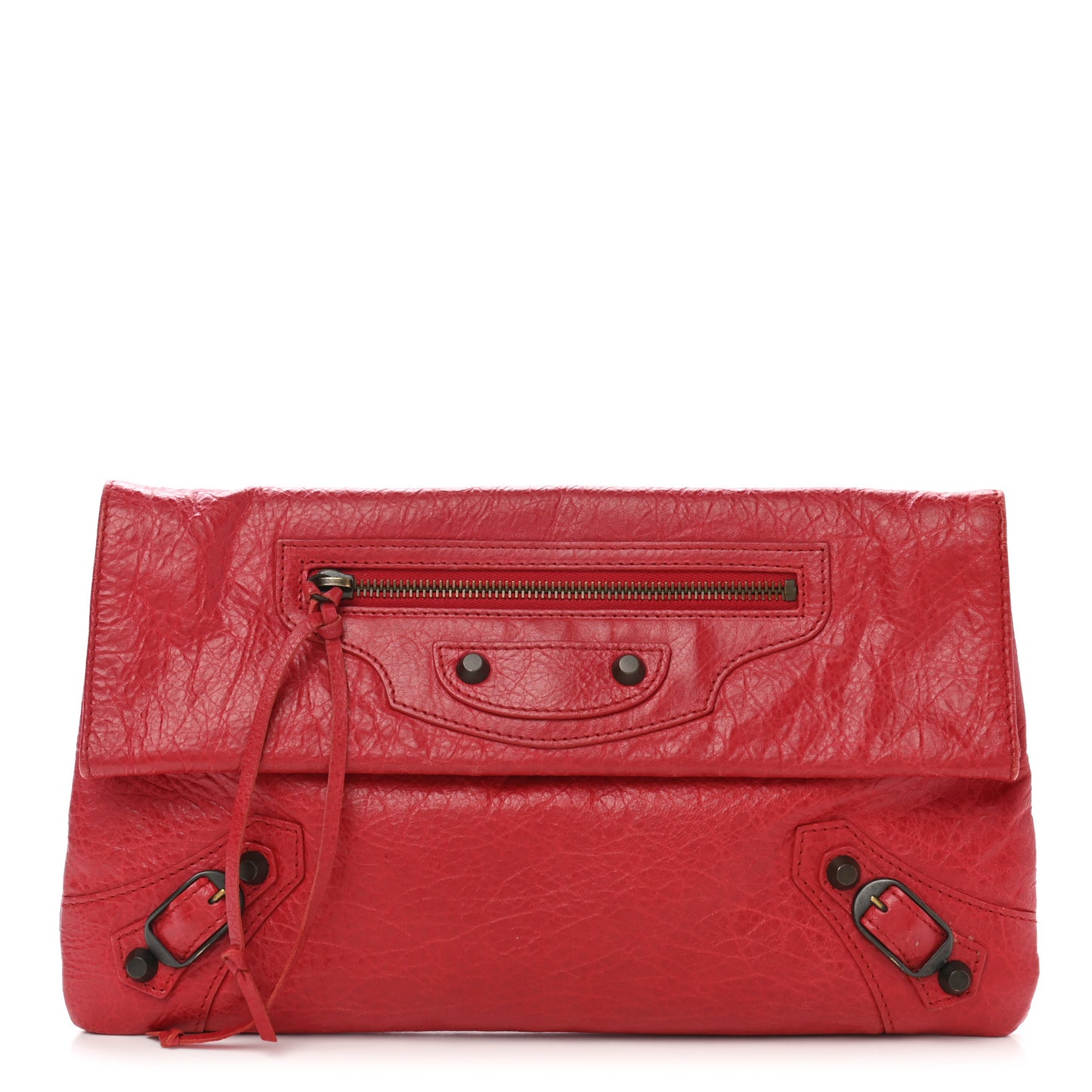 Agneau Classic Hardware Envelope Clutch Rouge Cardinal
