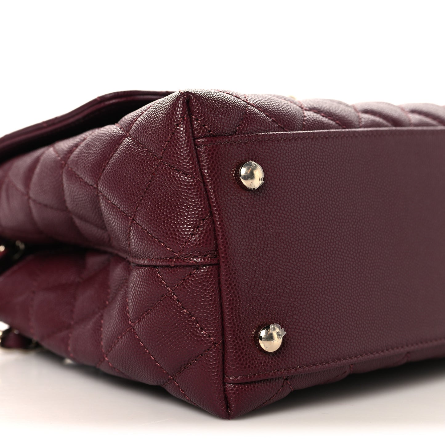 Caviar Quilted Small Coco Handle Flap Burgundy