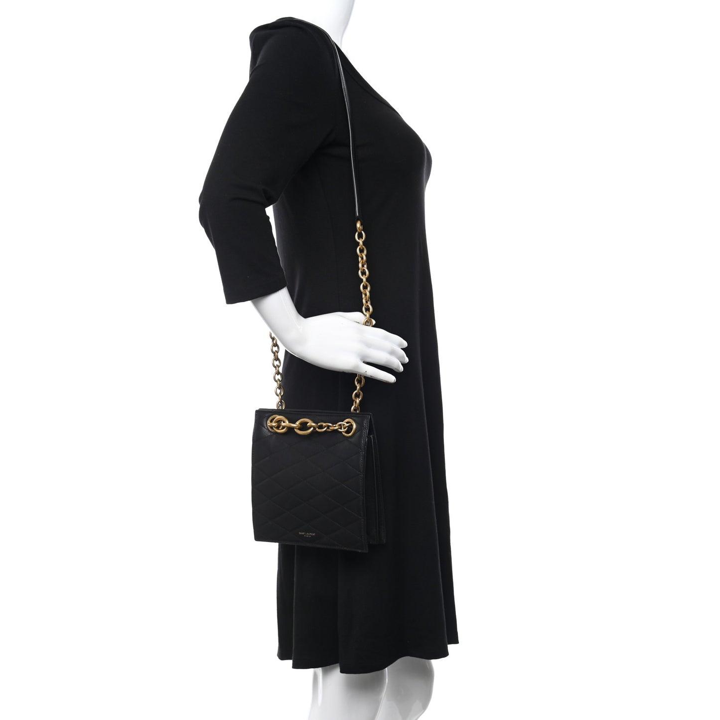 Lambskin Quilted Le Maillon Square Crossbody Bag Black