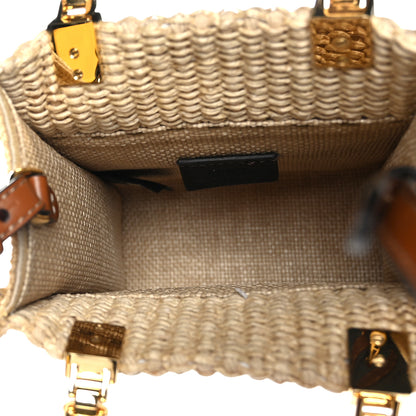 Fendi Paglia Chicco Riso Vitello King Plexiglass Logo Embroidered Mini Sunshine Shopper Alchemy Brandy 5 of 9