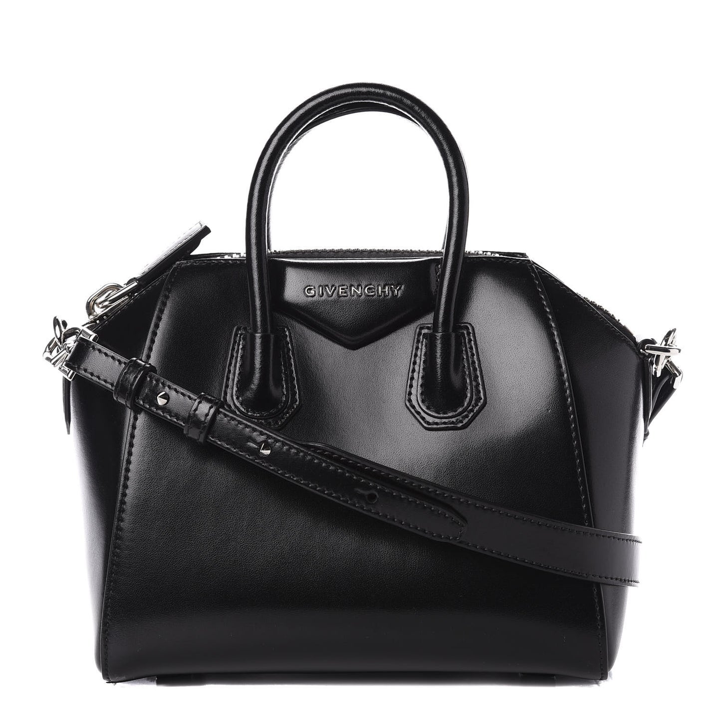 Shiny Lord Calfskin Mini Antigona Black