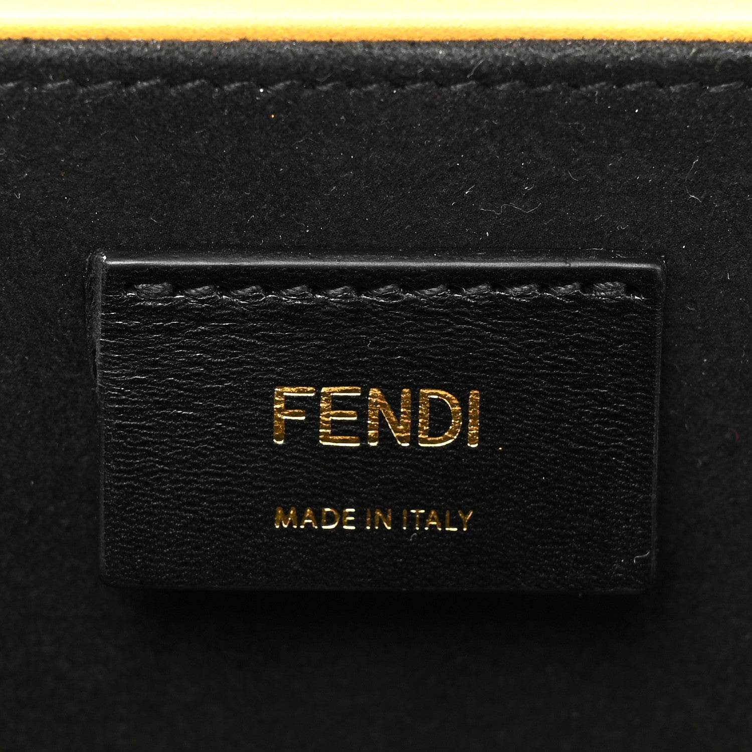 Fendi Vitello Fluffy Logo Horizontal Box Crossbody Bag Yellow Box Black 6 of 13
