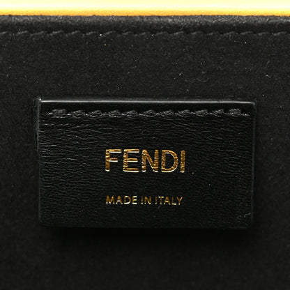Fendi Vitello Fluffy Logo Horizontal Box Crossbody Bag Yellow Box Black 6 of 13
