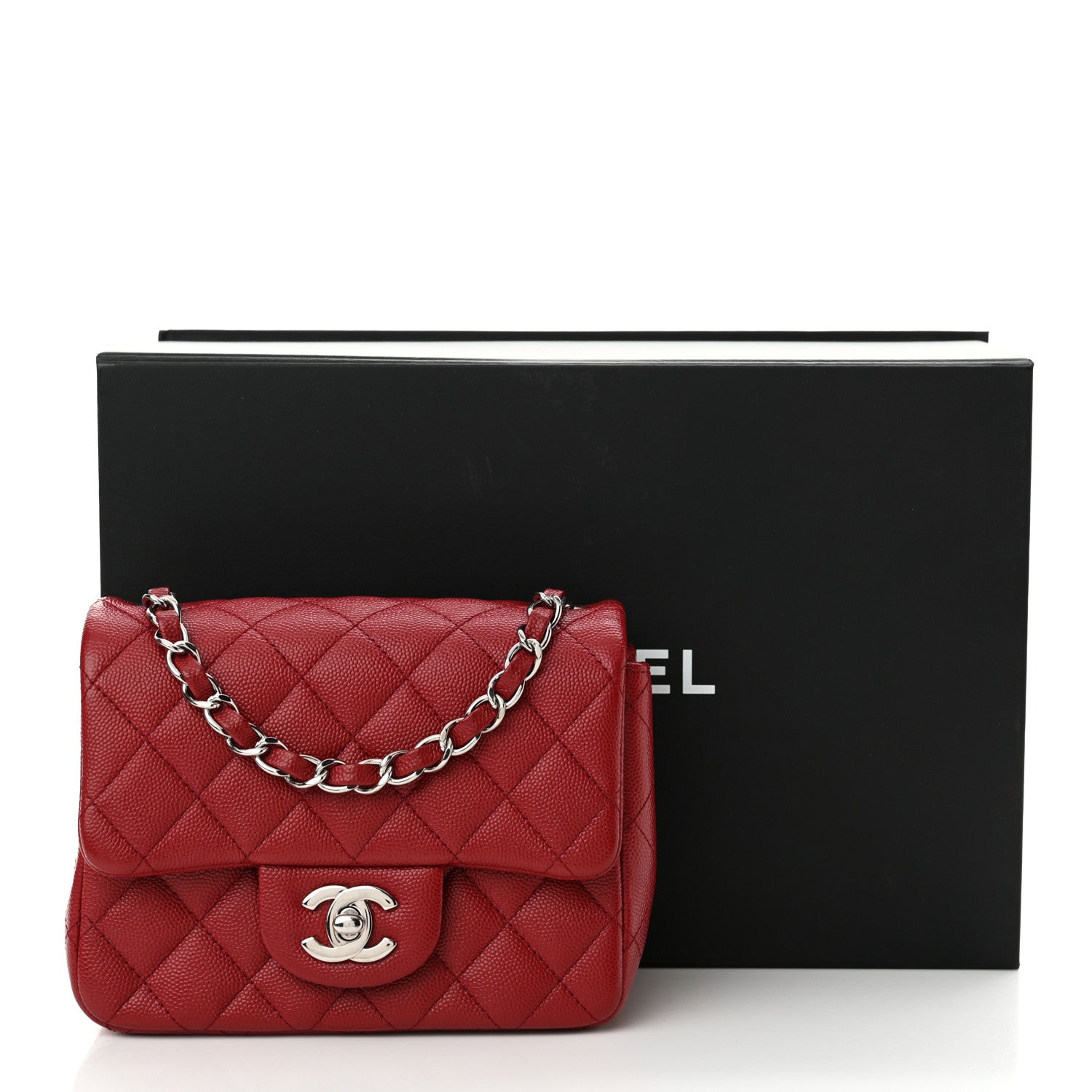 Chanel Caviar Quilted Mini Square Flap Red 12 of 12